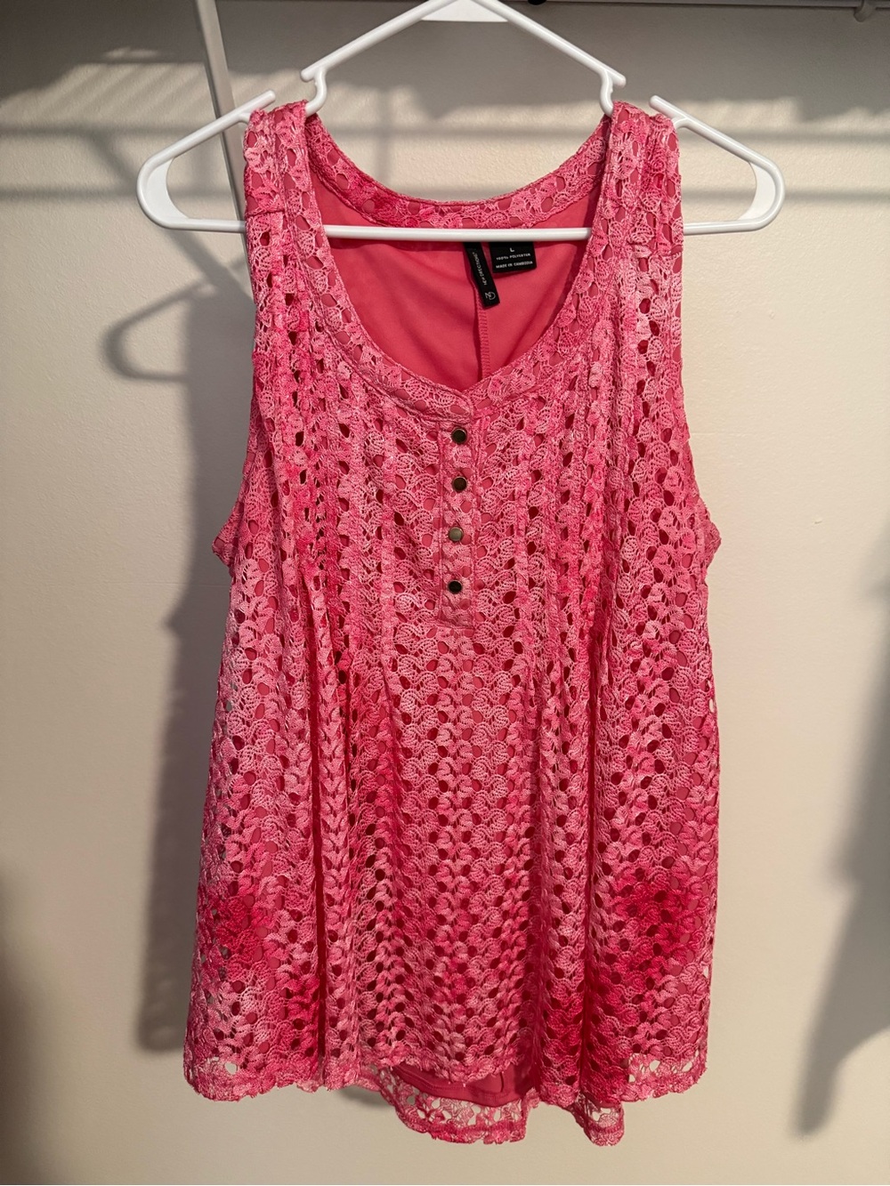 New Directions Lace and Lined Pink Sleeveless Top size L